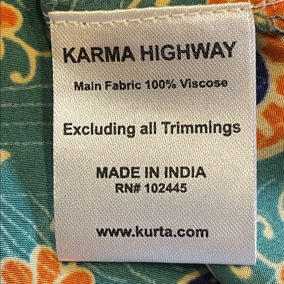 KARMA HIGHWAY M–XL Teal Boho Tie Front Blouse Festival Top - Picture 8 of 9